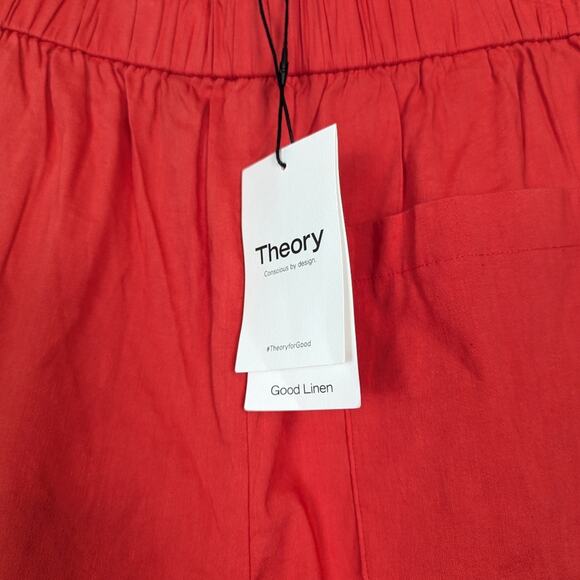 NWT Theory Poppy Stretch Linen Pleated Pull-On Shorts Size L - Picture 8 of 9